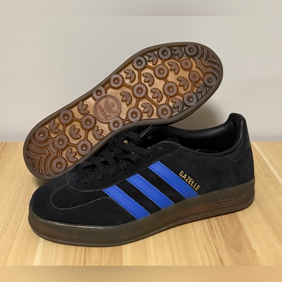 adidas Gazelle Indoor Lace Up Black Blue Sneakers Shoes JQ2692 Mens Size 8.5 - Picture 1 of 5